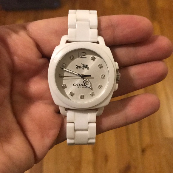 coach white ceramic watch